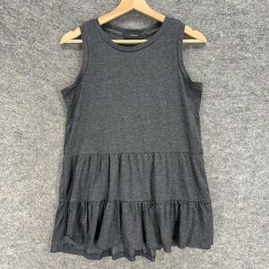 New Haeof Top Women S Small Gray Sleeveless Wide Strap Rayon Round Neck Casual